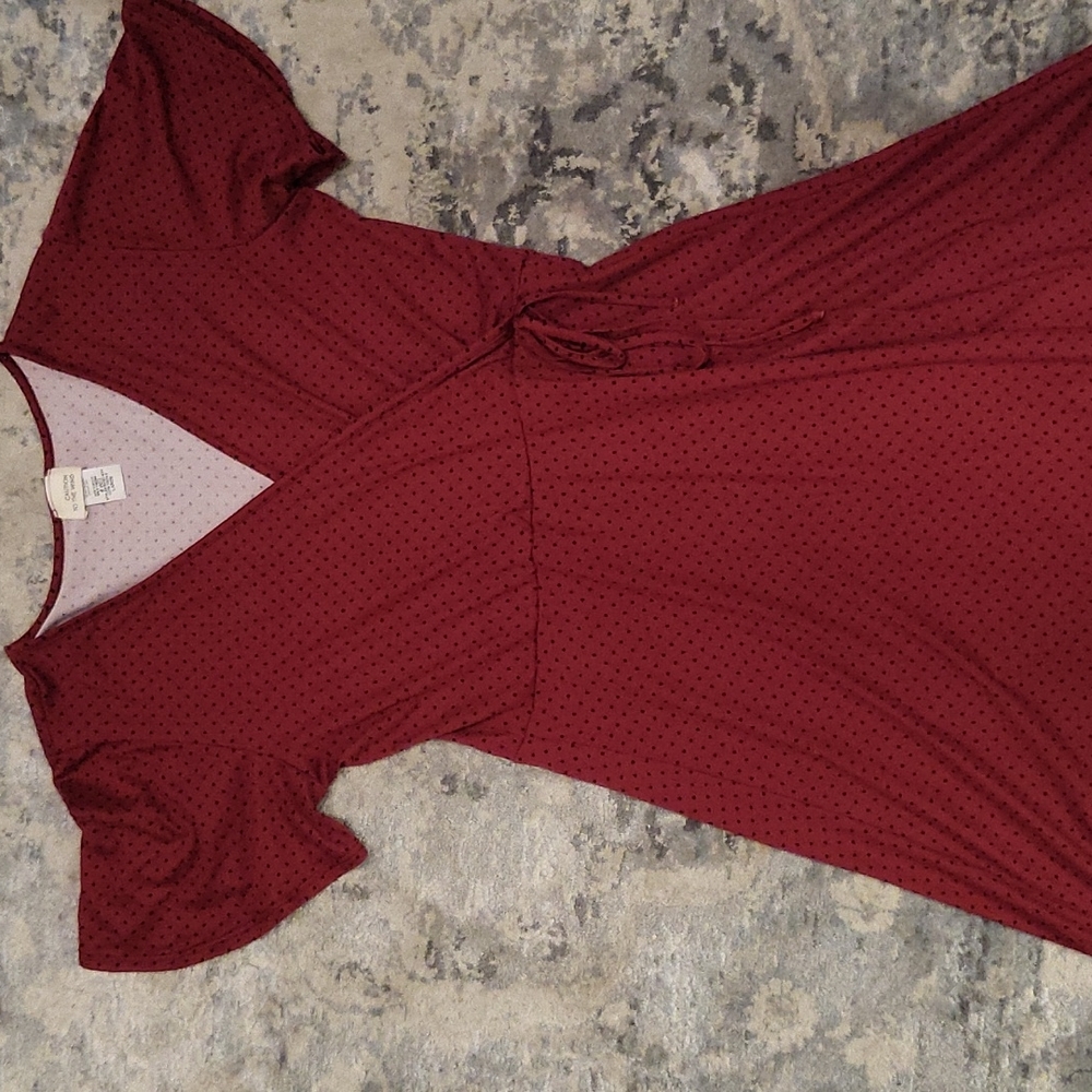 Faux Wrap Mid Length Dress